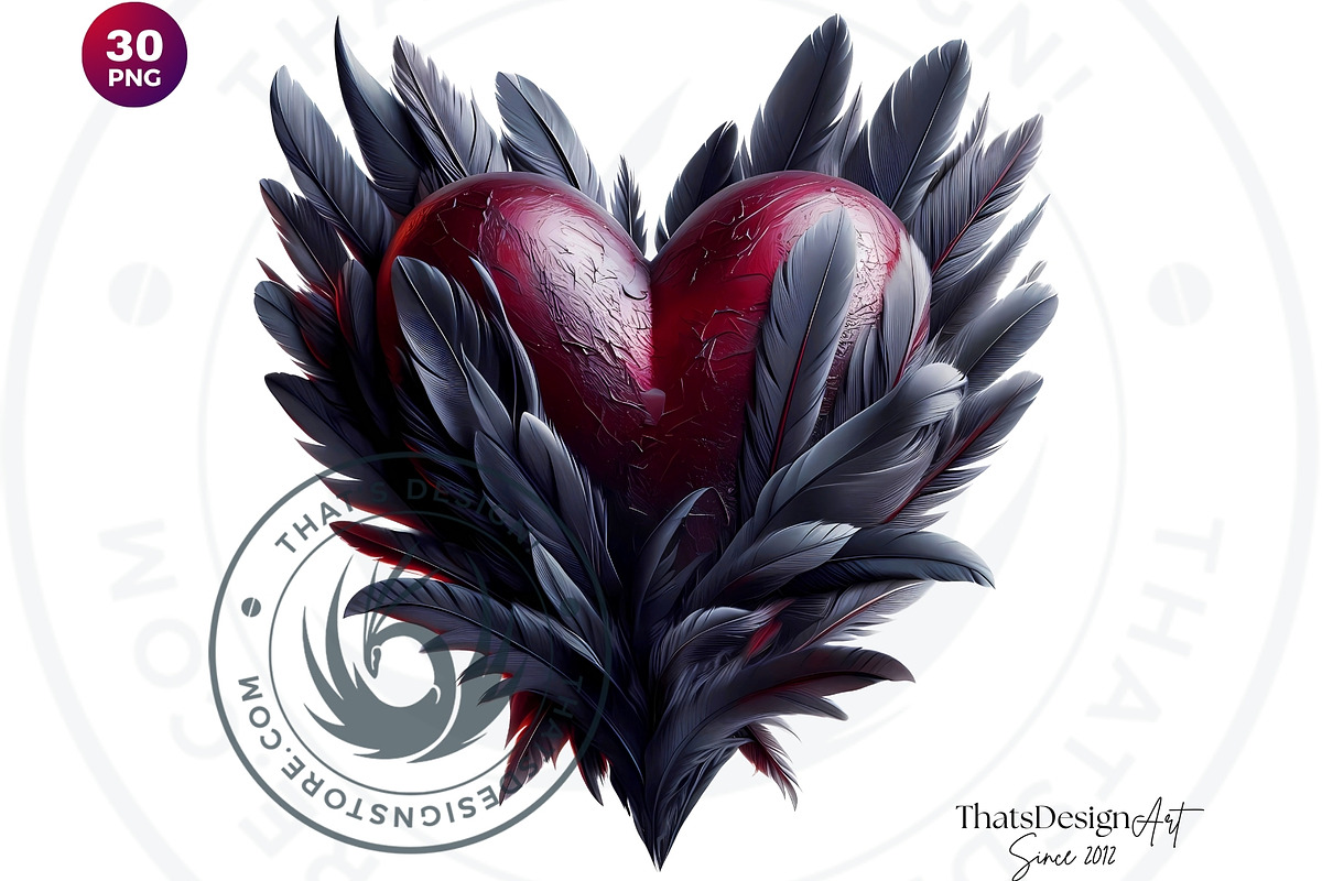 Dark Valentine Hearts clipart Set, a Seasonal Illustration by ThatsDesignArt (Photo 7 of 10)