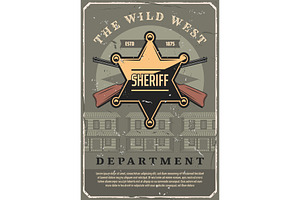 Wild West Sheriff Star And Gun