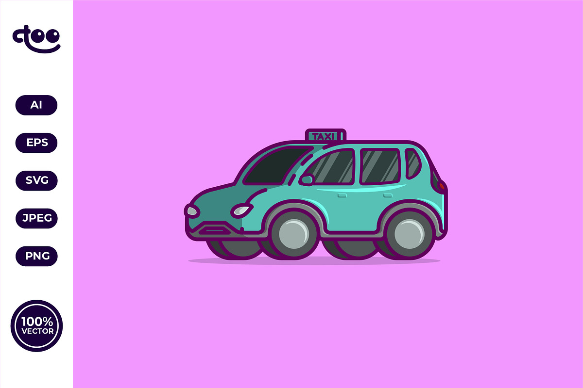 Simple Modern Electric Taxi Cartoon, a Transportation Illustration by Satisfactoons