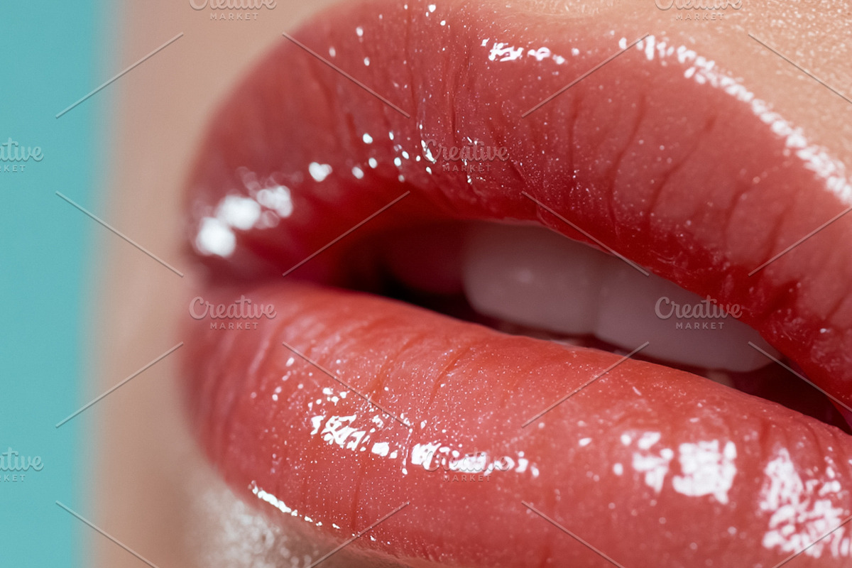 Close up of a woman's full lips applying shiny pink lip gloss, h, a Beauty & Fashion Photo by Studio ANNA (Photo 1 of 2)