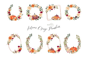 Gold Frame Orange Pumpkins Clipart