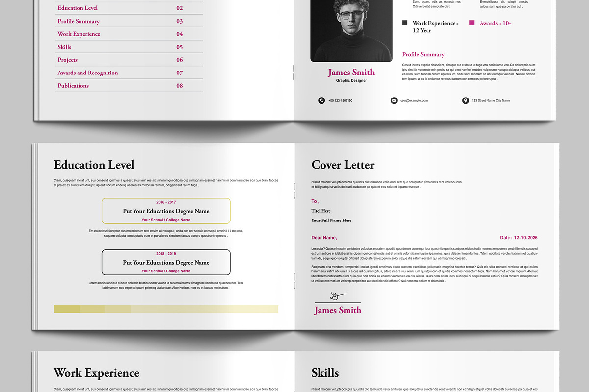 Clean Resume Booklet Template, a Stationery Template by MightyDesign (Photo 3 of 8)