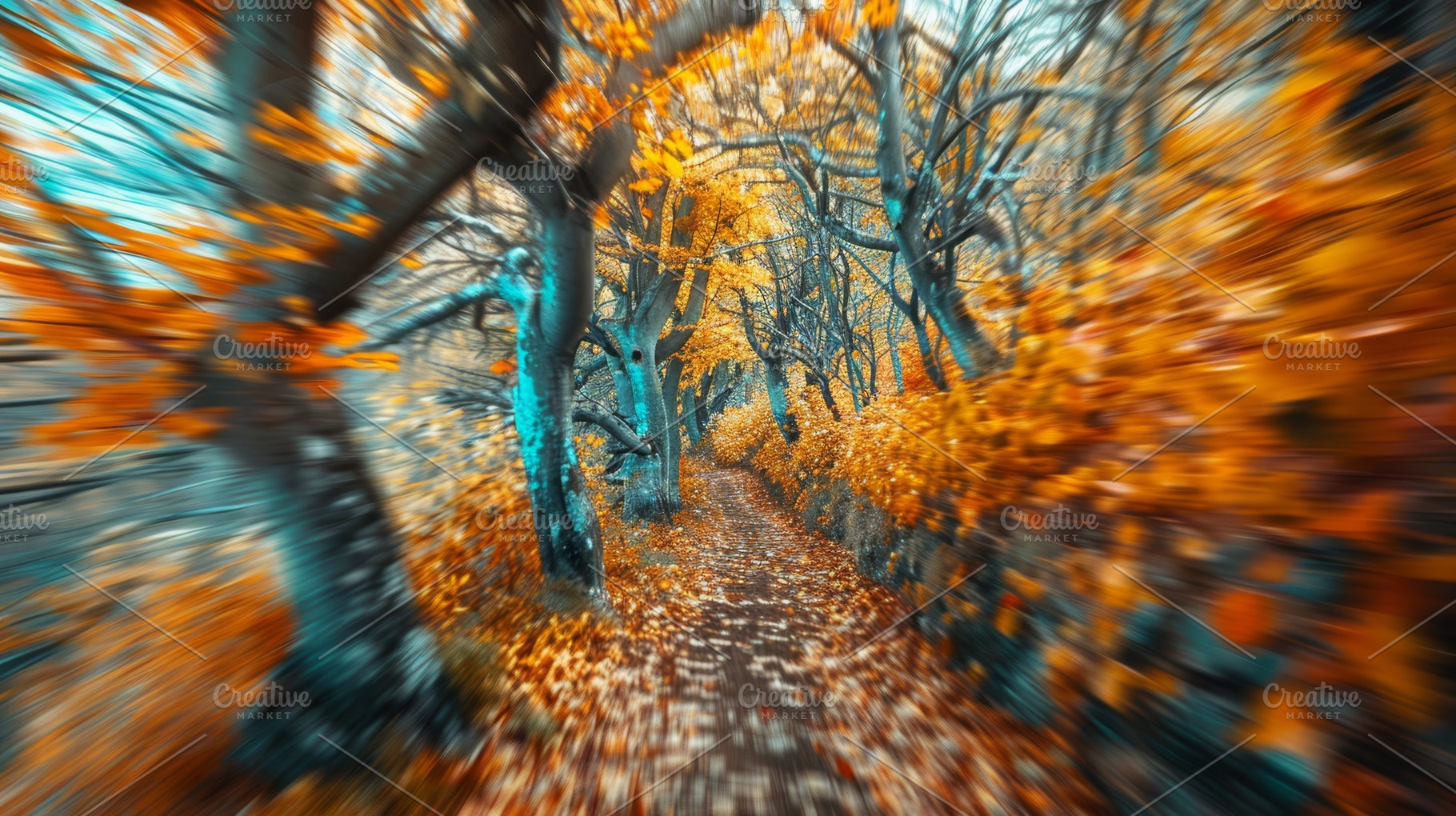 Zoomed autumn forest path, a Nature Photo by Mashimara