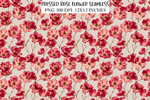 Pressed Rose Flower Seamless Pattern, a Texture Illustration by DreamPrint404