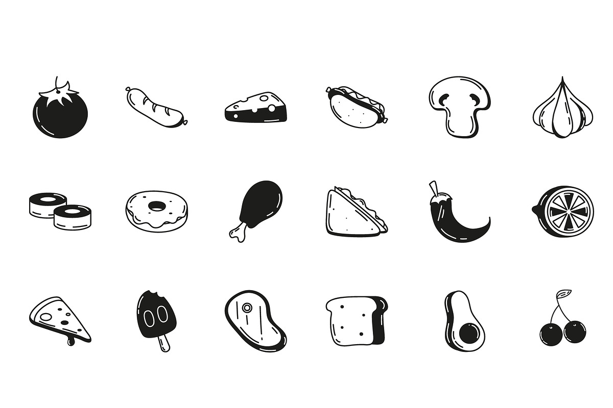 Food Doodle Icons Set