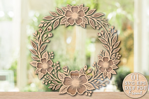 Floral Wreath Laser Cut SVG, an Object Graphic by Rose Art