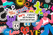 HAND DRAWN RETRO STICKERS + PATTERN, a Decorative Illustration by UnaAnya (Thumbnail 1 of 5)