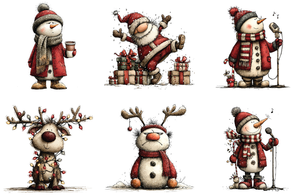 Whimsical Christmas Holiday Clipart, an Illustration by CraftArtStudio (Photo 3 of 6)