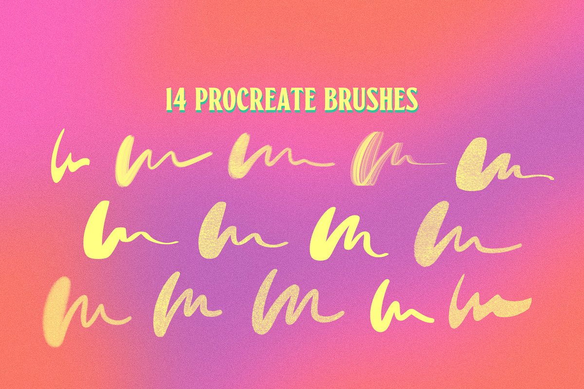 14 procreate riso lettering brushes, a Brush Add-On by laura.design (Photo 2 of 8)