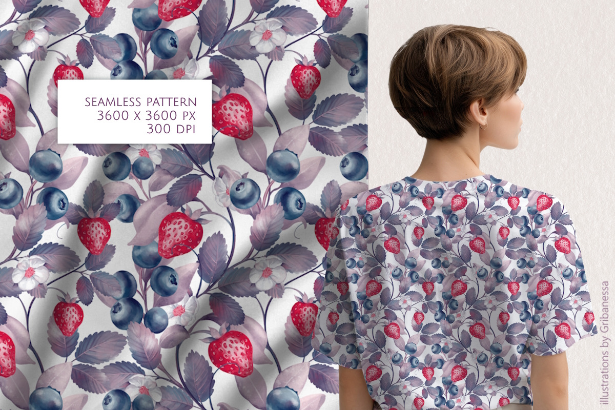 Berry Sweet Summer Patterns, a Decorative Illustration by Gribanessa (Photo 2 of 6)