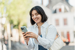 Mid-trip check-in with friends, a Person Photo by AD Stock Images