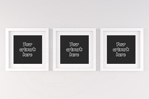 Set of 3 handing square frame mockup