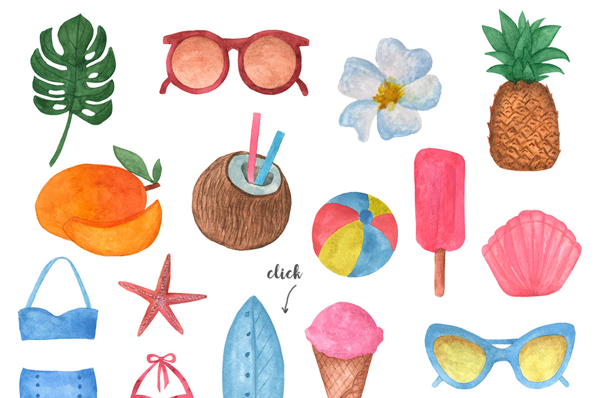 Watercolor Sea Vintage set, an Illustration by kate_illustration (Photo 2 of 4)