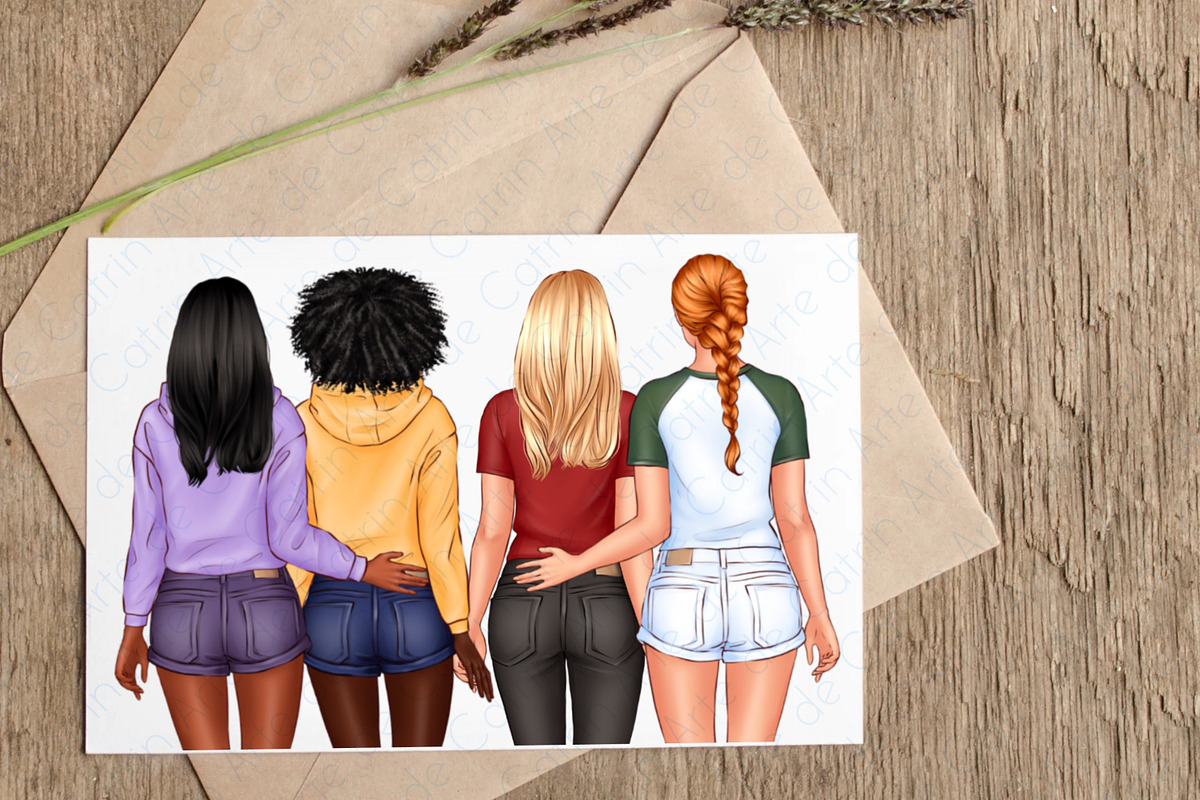 Best Friends Clipart, Soul Sisters, a Person Illustration by ArtedeCatrin (Photo 6 of 10)