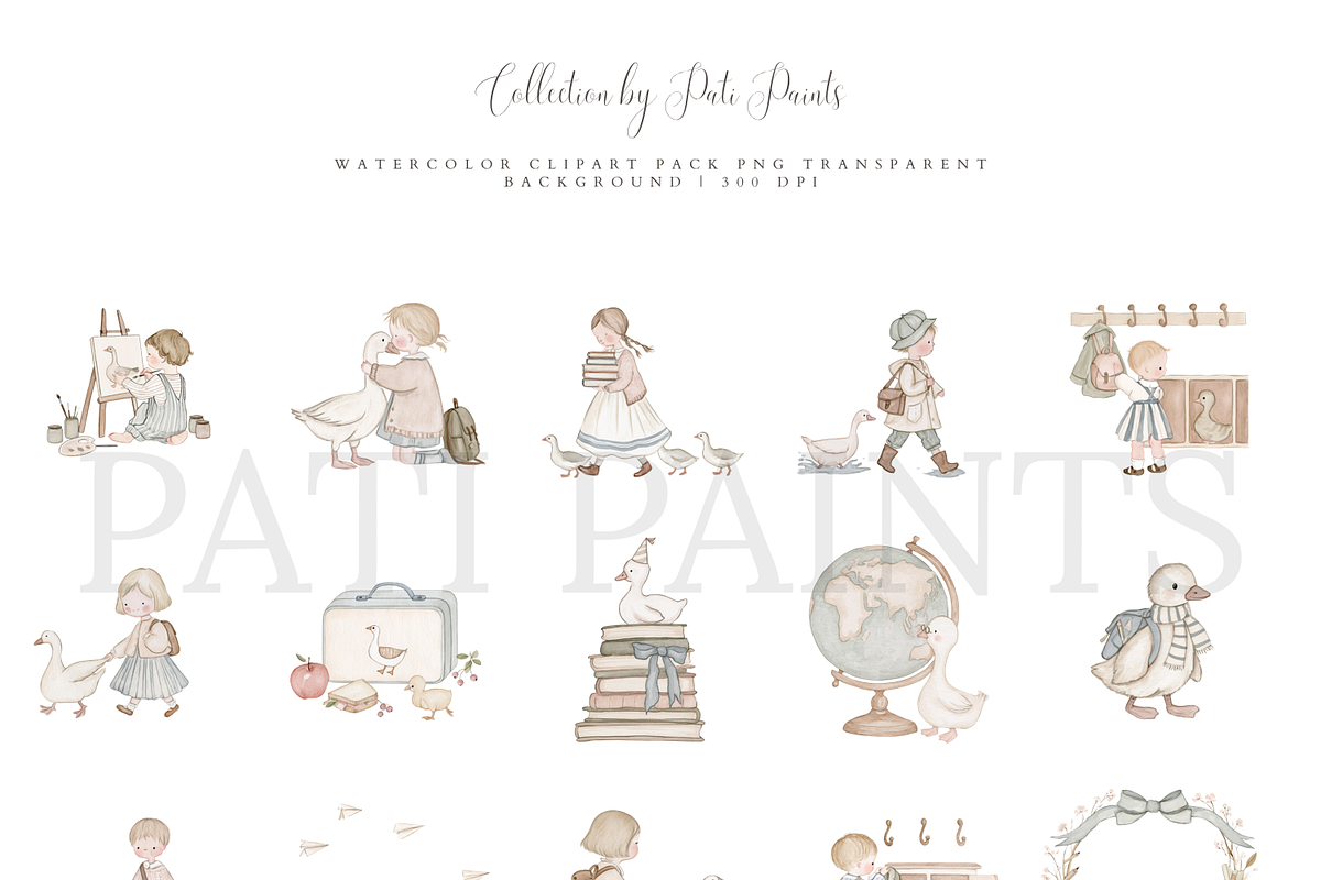 Watercolor Back To School Clipart, an Education Illustration by Pati Paints (Photo 10 of 12)