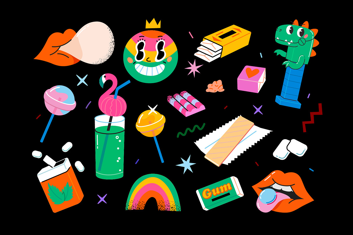 Trendy Cartoon Illustrations Set, an Illustration by Moonery's (Photo 13 of 15)