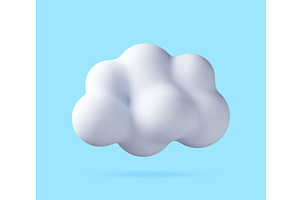 White puffy cloud icon in 3D style, a Technology Illustration by Abscent