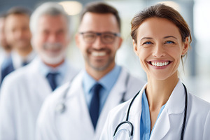 Smiling team of professional doctors, a Health & Medical Photo by MistyDay