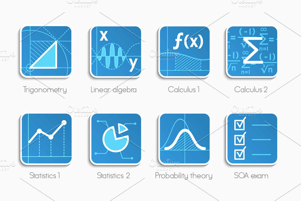 Vector set of math icons, an Icon by Designifty