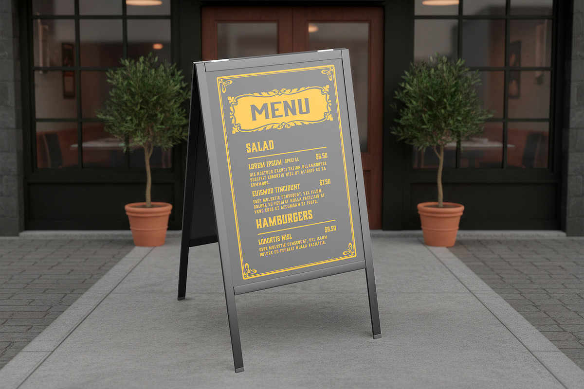 Menu Board Mockup, a Product Mockup by OneVectorStock (Photo 1 of 2)