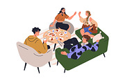 Friends gathering at dinner table, a Person Illustration by Good Studio (Thumbnail 6 of 14)