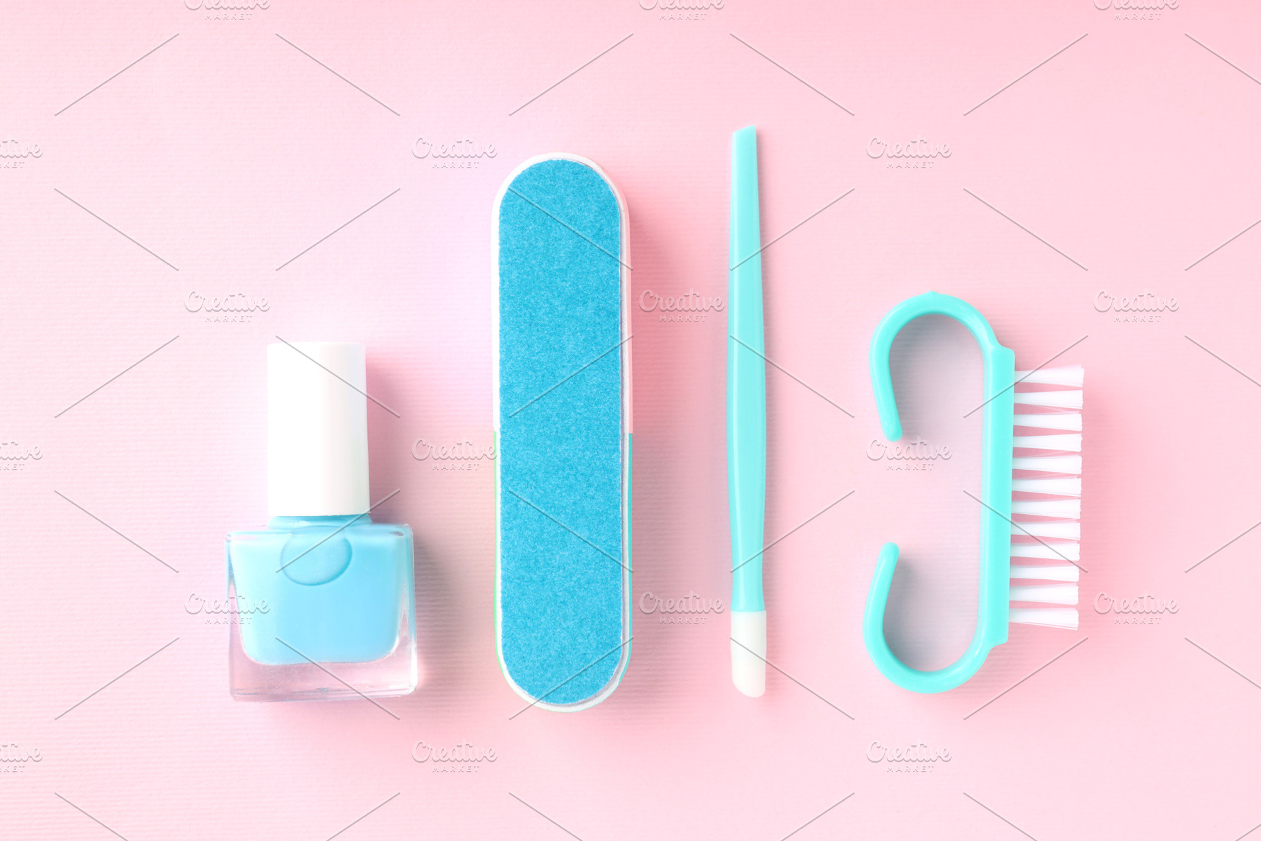 Concept of nail care with manicure accessories on pink backgroun, a Beauty & Fashion Photo by AtlasStudio PRO