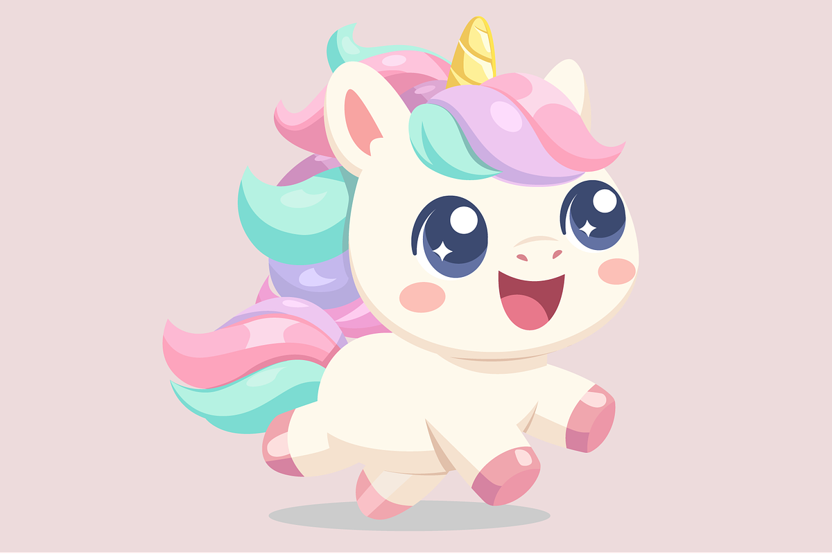 Kawaii Baby Unicorn Running Cartoon, an Animal Illustration by Artpon Illustration (Photo 2 of 3)