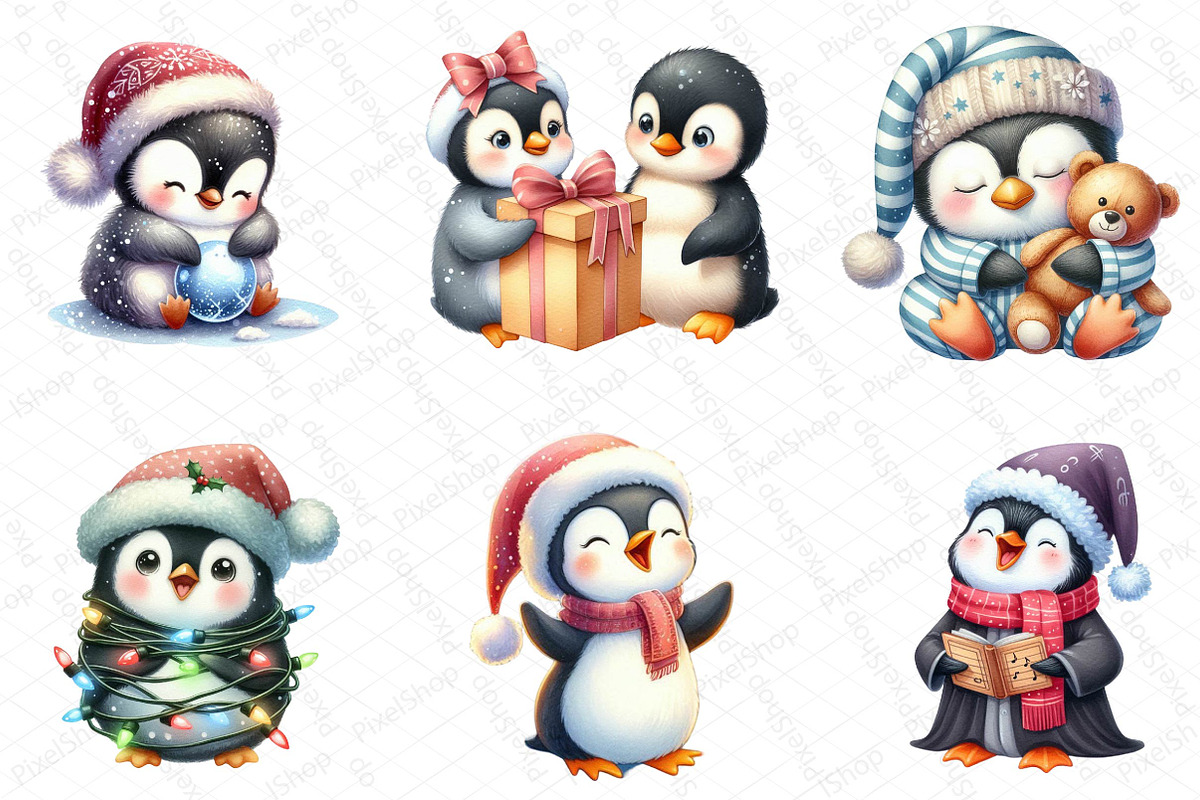 Winter Penguin Christmas Clipart, an Illustration by DreamPrint404 (Photo 5 of 5)