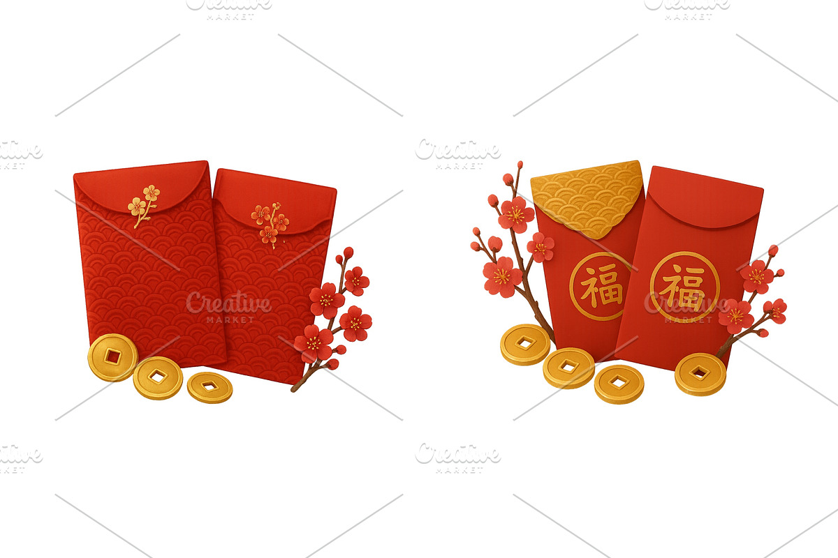 Traditional red envelopes with gold, a Finance Illustration by ZinetroN