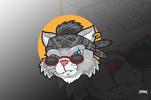 Cat Head Gangster Cartoon Vector