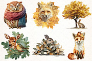 Watercolor Fall Woodland Clipart, an Illustration by Pixels.Craft (Thumbnail 2 of 7)