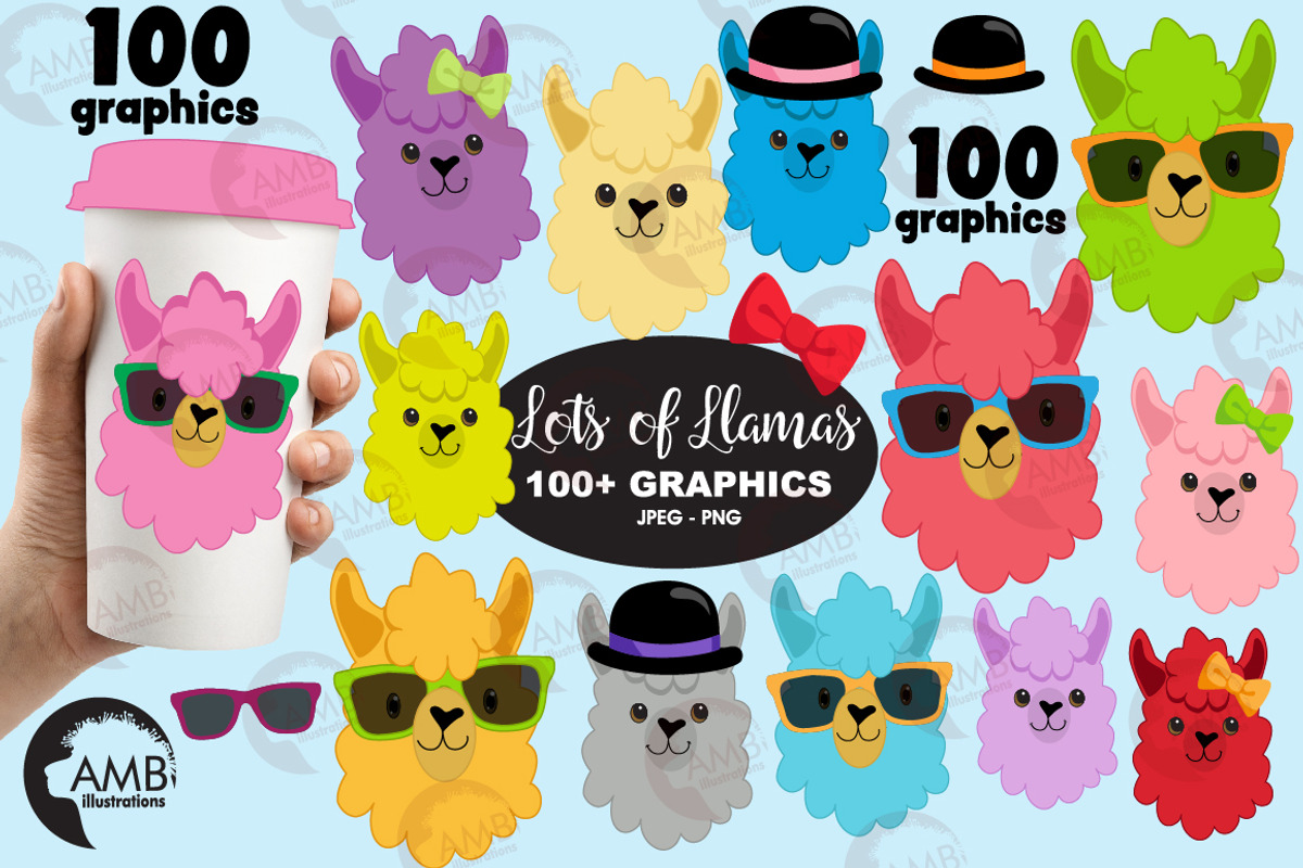 100 llamas clipart AMB-2100, an Illustration by AMBillustrations (Photo 1 of 8)