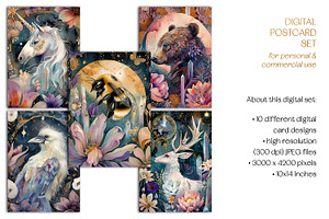 Enchanted Crystal Animals Postcards