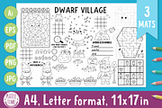Dwarf village activity placemats, an Education Illustration by Lexi Claus (Thumbnail 1 of 6)