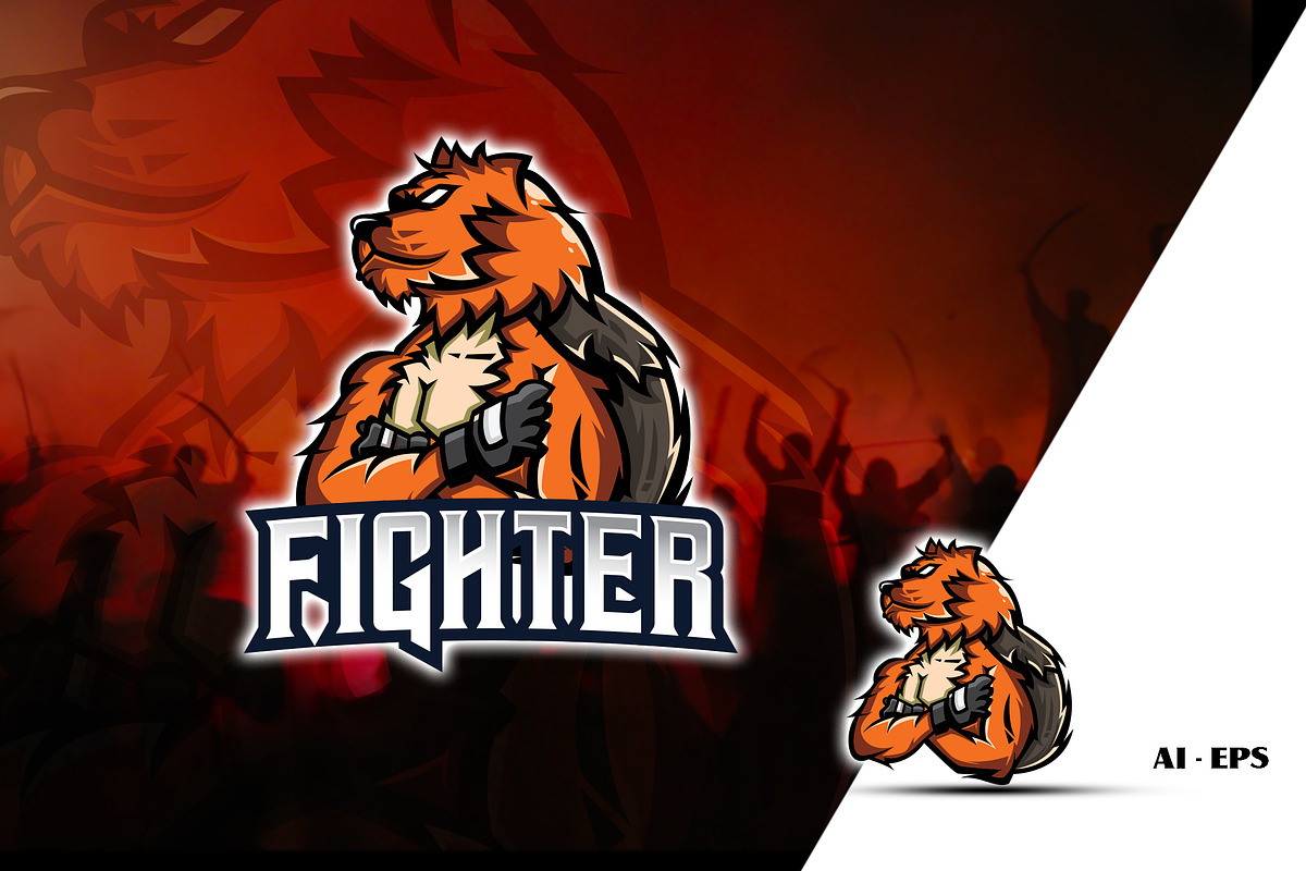 Fighter - Mascot Logo Template, a Branding & Logo Template by Jiwstudio