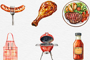 Watercolor BBQ Barbecue Clipart, an Illustration by Black Bird Studio (Thumbnail 5 of 6)
