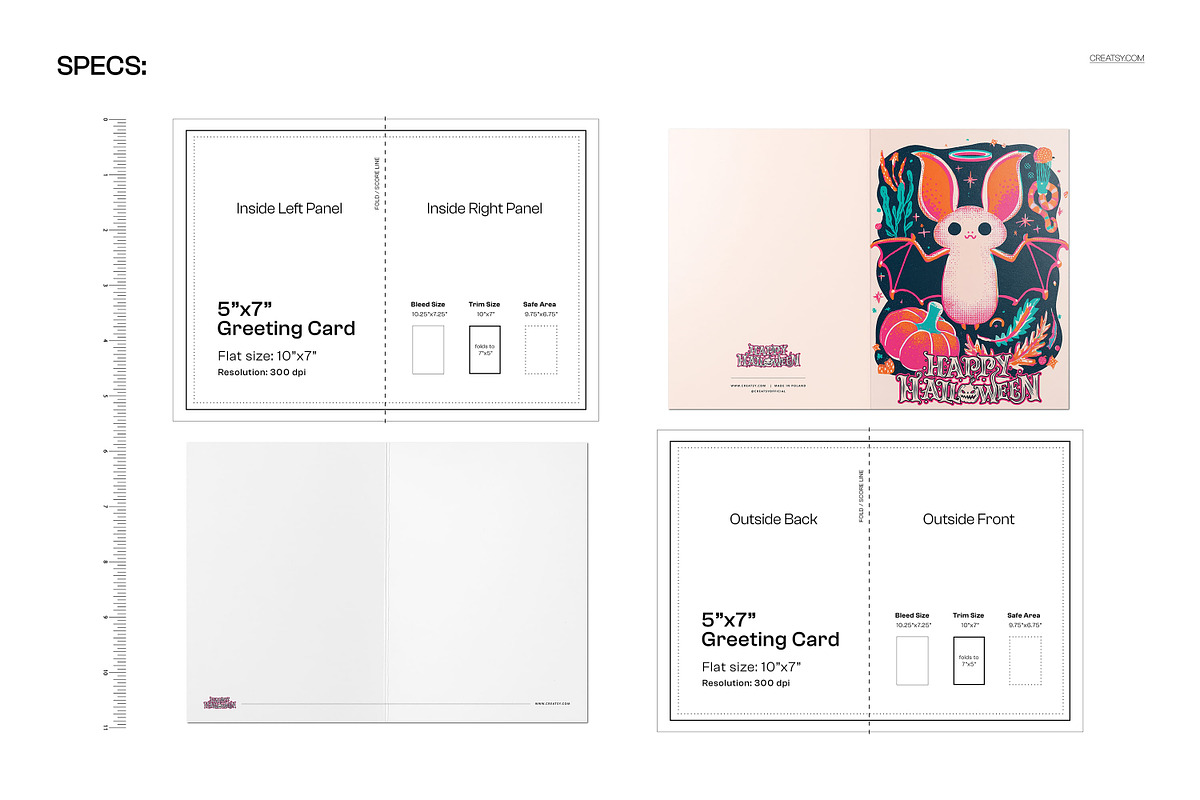 Halloween White Bat Card Template, a Card Template by creatsy5 (Photo 2 of 5)
