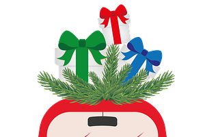 Car Carrying Christmas Presents, a Transportation Illustration by JYa_Design