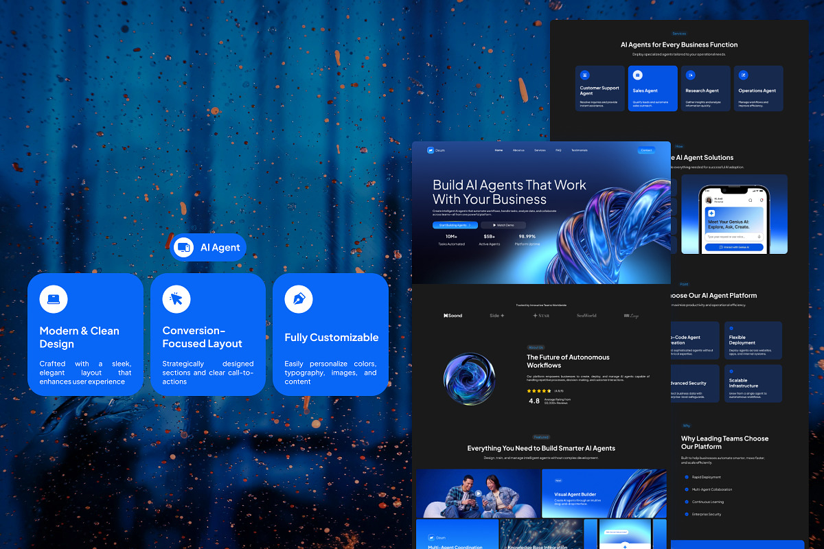AI Agent Platform Landing Page, a Landing Page Template by Font Kingdom (Photo 3 of 5)