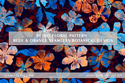 Blue & Orange Floral Pattern, a Pattern Graphic by MartinShop (Thumbnail 1 of 10)