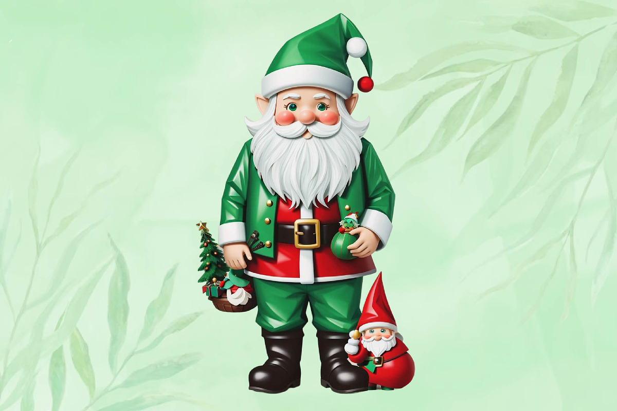Santa with Green Gnome Sublimation, a Seasonal Illustration by Craft Nest (Photo 2 of 5)