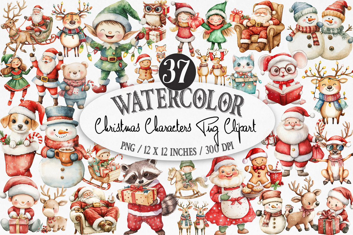 Christmas Characters Png, an Illustration by Designking (Photo 1 of 4)