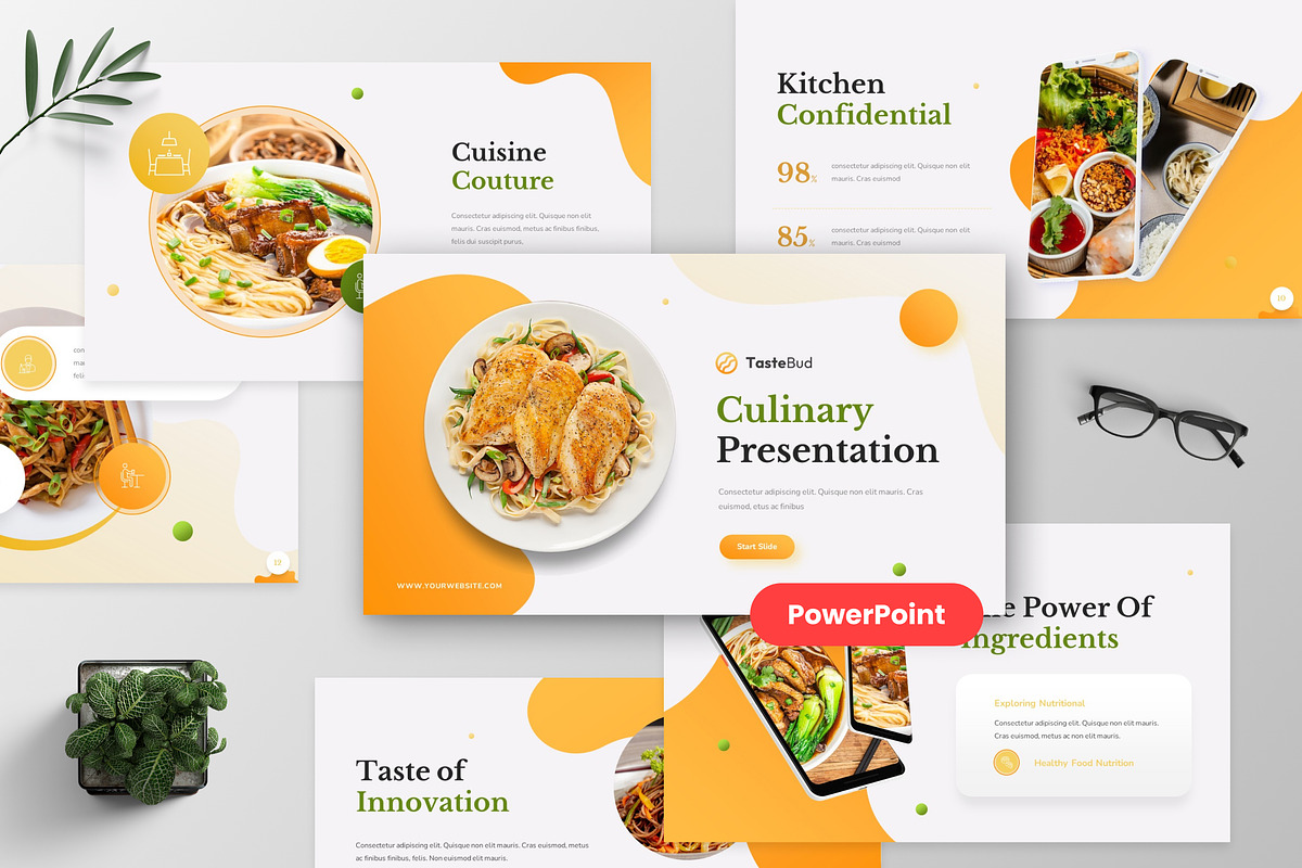 TasteBud - Culinary PowerPoint, a Presentation Template by GraphauseProject