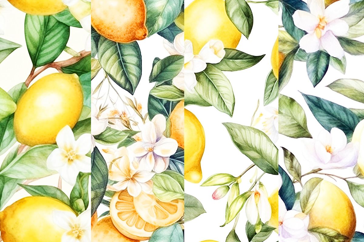 Watercolor Lemon Digital Papers, a Pattern Graphic by BonaDesigns (Photo 5 of 5)