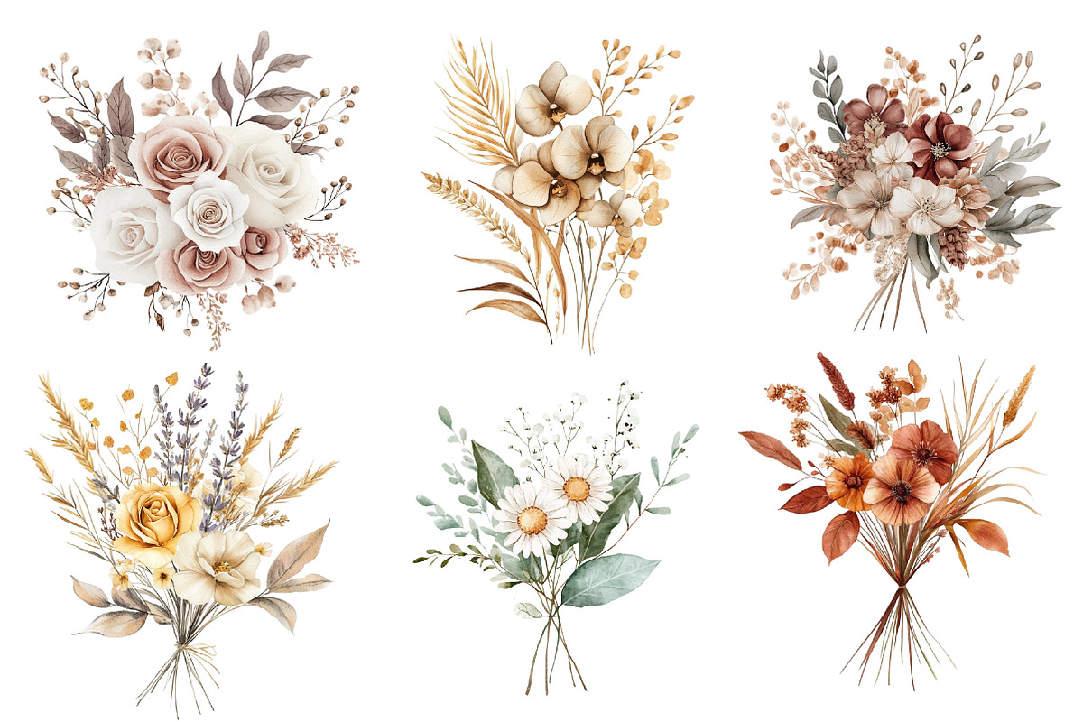 Boho Mother's Day Floral Bouquets, an Illustration by CreationArt (Photo 3 of 5)