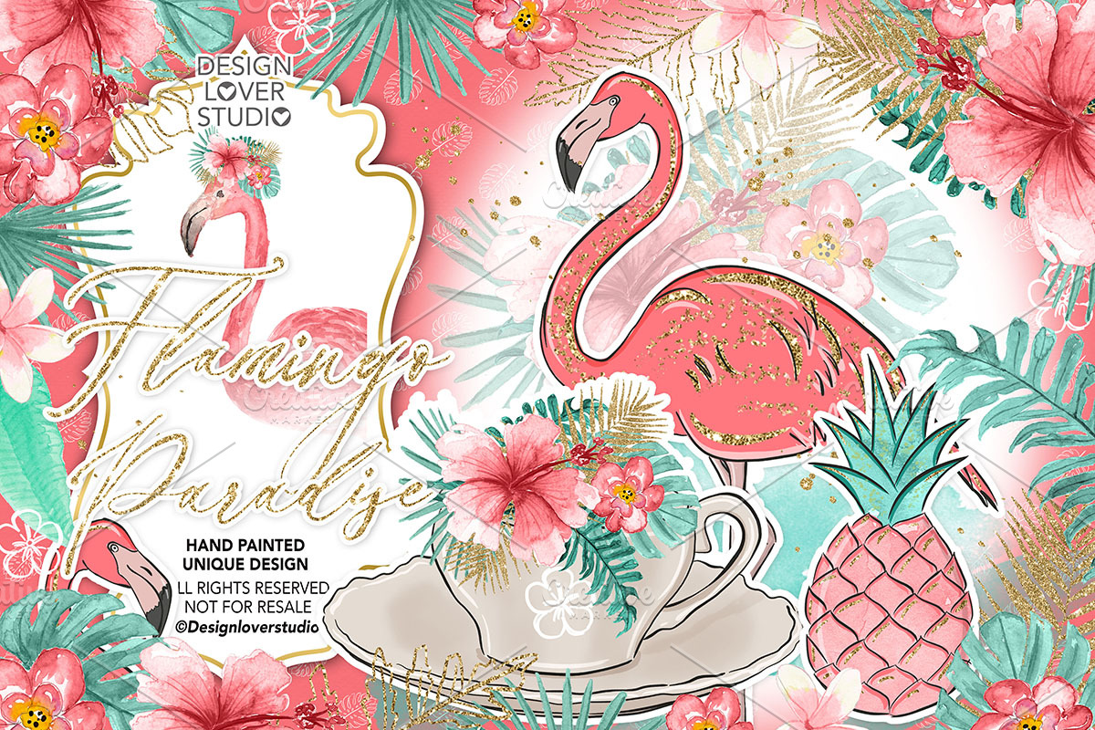 -50%SALE Flamingo Paradise design, an Illustration by designloverstudio (Photo 1 of 4)