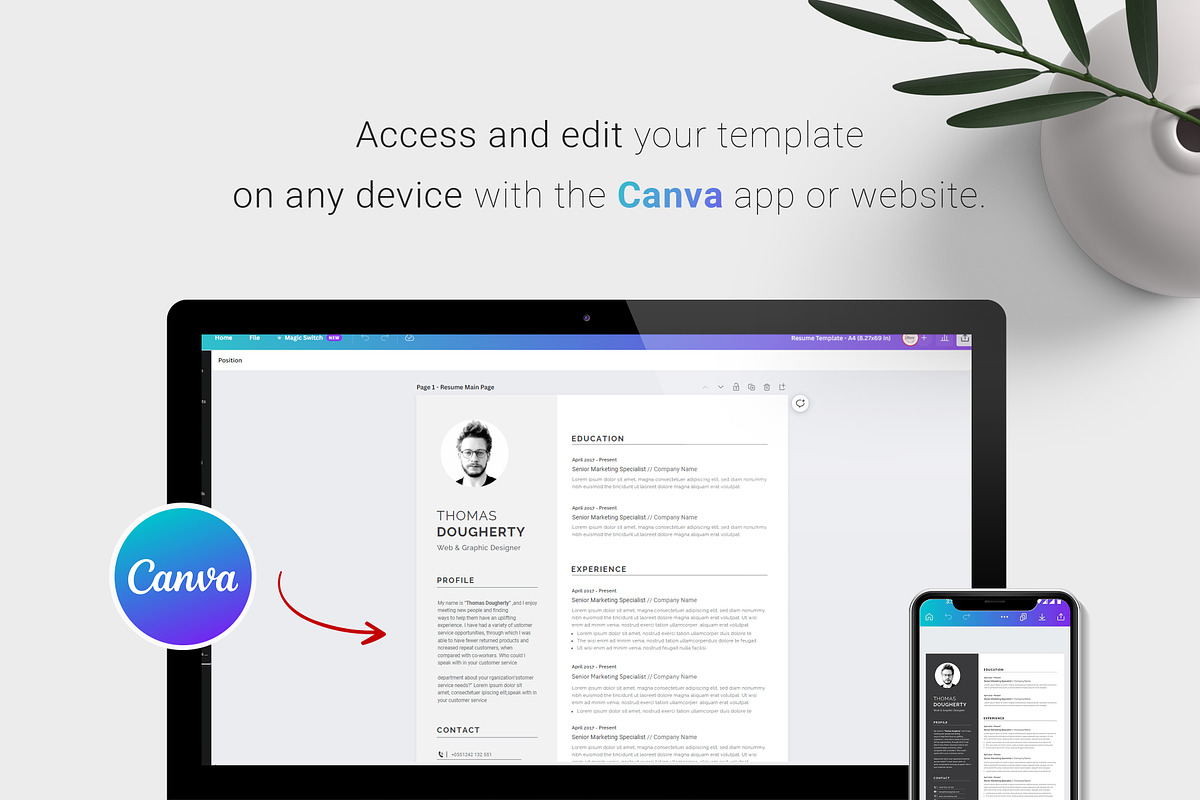 Canva Resume Template | Word, a Resume Template by CreativeZoom (Photo 7 of 7)