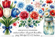 4th of July Flowers Clipart, a Seasonal Illustration by Designking (Thumbnail 1 of 5)