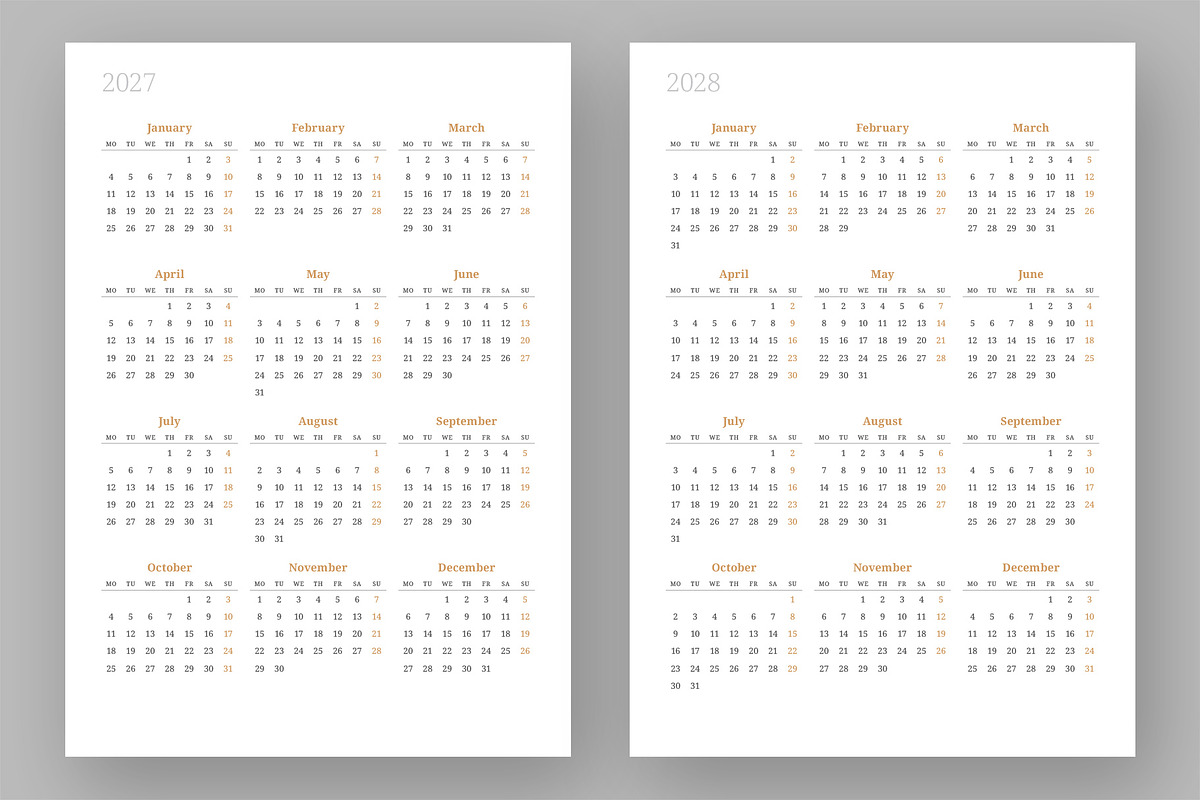 2027 Planner Template (P047-27-M), a Stationery Template by mikhailmorosin (Photo 4 of 10)