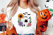 Retro Halloween Ghost And Cat Png, an Illustration by Watercolor design (Thumbnail 1 of 2)